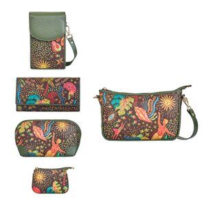 Women’s Fabric Printed 5-Pc Combo–Hobo, Phone Bag, Wallet, Cosmetic & Coin Pouch